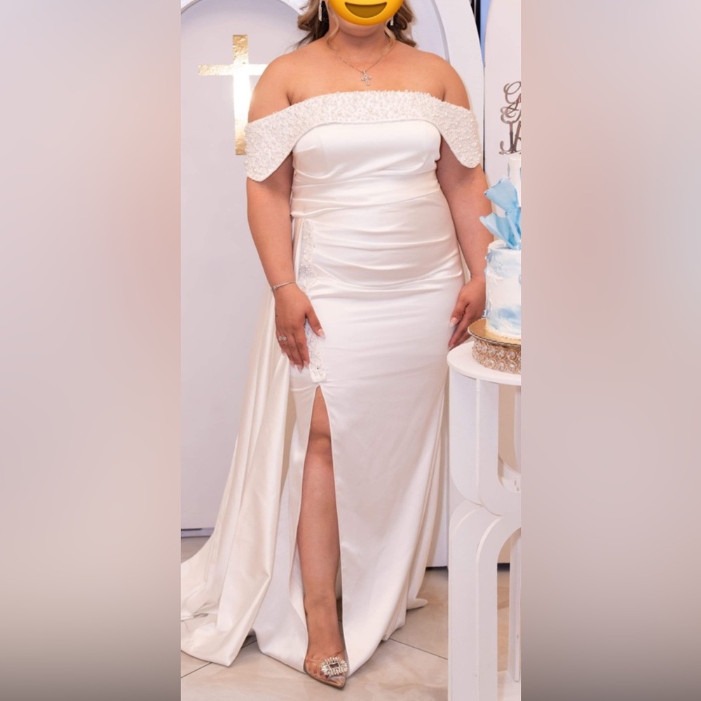 Elegant off shoulder white gown
